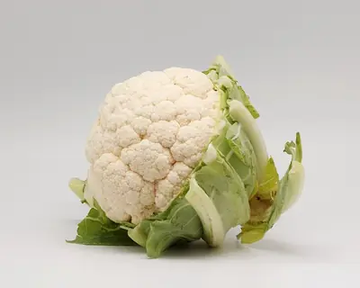 A head of cauliflower in its leaves